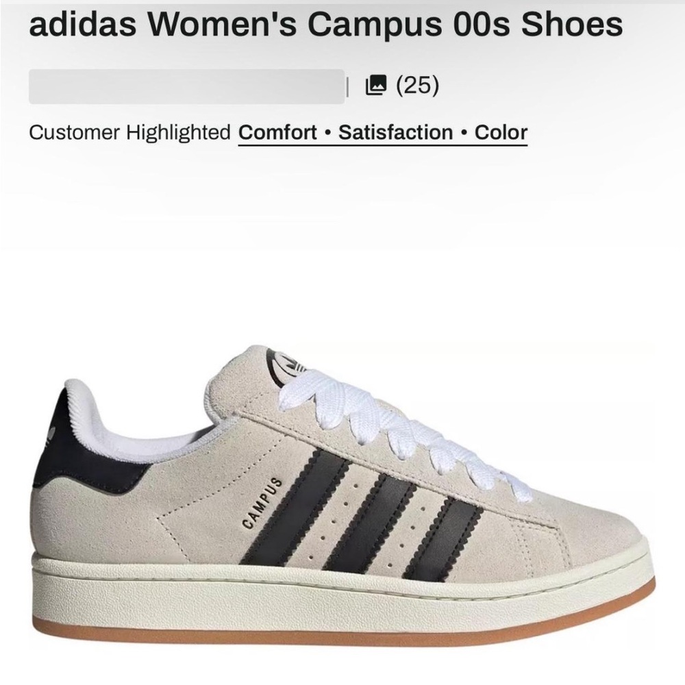 Adidas Women's Campus 00s Sneakers - Cream and Black